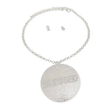 Necklace Long Silver Chain BLESSED Pendant Women - Fit Me For 20