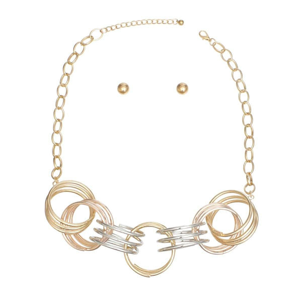 Collar Mixed Metal Chunky Coiled Wire Rings Set - Fit Me For 20