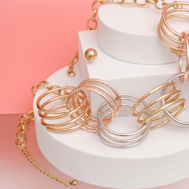 Collar Mixed Metal Chunky Coiled Wire Rings Set - Fit Me For 20