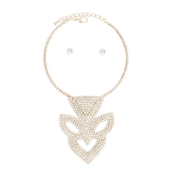 Choker Gold Brilliant Art Deco Pave Pendant Set