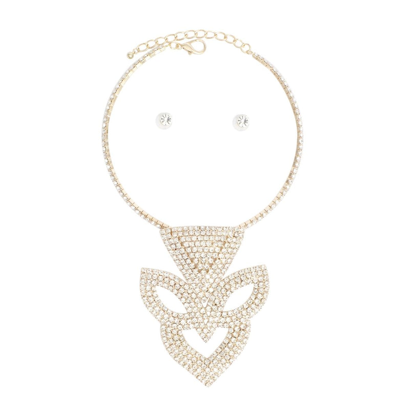 Choker Gold Brilliant Art Deco Pave Pendant Set