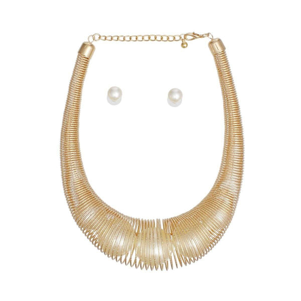 Collar Gold Spring Chain Pearl Filled Necklace - Fit Me For 20
