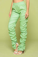 Leather Pu Ruched Pants - Fit Me For 20