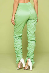 Leather Pu Ruched Pants - Fit Me For 20