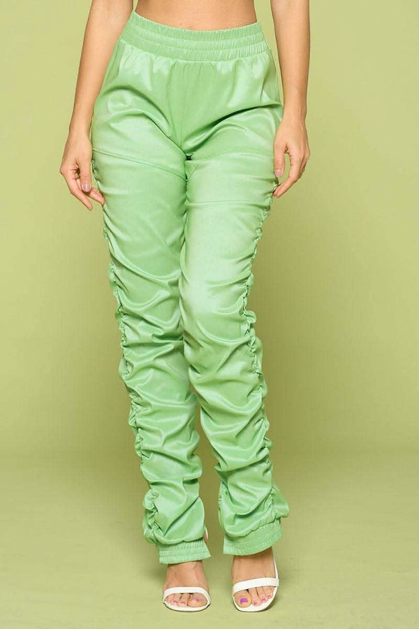 Leather Pu Ruched Pants - Fit Me For 20