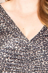 Leopard Print Shirring Plus Size Mini Dress - Fit Me For 20