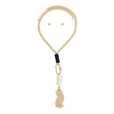 Long Gold Chain Carabiner Black Tassel Necklace - Fit Me For 20