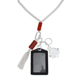 Long Silver Chain Carabiner Red Tassel Necklace - Fit Me For 20