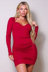 Long Sleeve Corset Halter Tie Mini Dress - Fit Me For 20