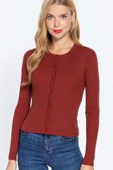 Long Slv Crew Neck Basic Cardigan - Fit Me For 20