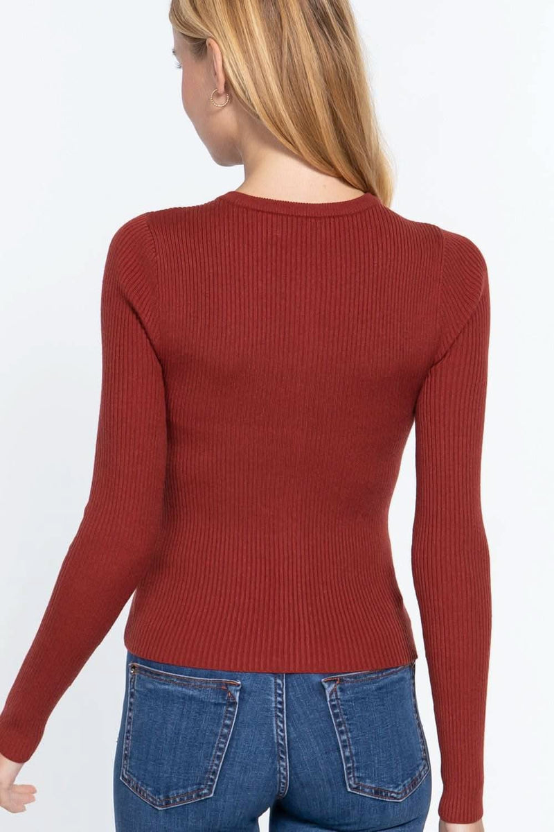 Long Slv Crew Neck Basic Cardigan - Fit Me For 20