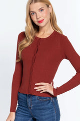Long Slv Crew Neck Basic Cardigan - Fit Me For 20
