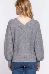 Long Slv Double V-neck Sweater - Fit Me For 20