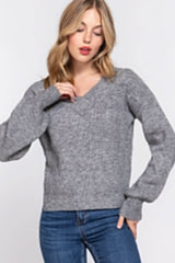 Long Slv Double V-neck Sweater - Fit Me For 20