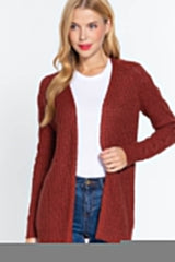 Long Slv Open Front Sweater Cardigan - Fit Me For 20