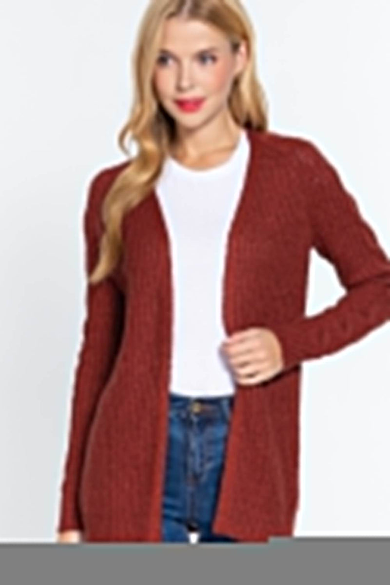 Long Slv Open Front Sweater Cardigan - Fit Me For 20