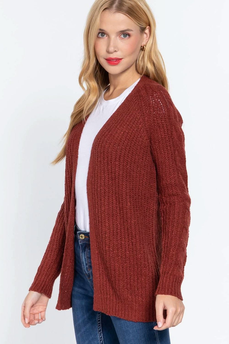 Long Slv Open Front Sweater Cardigan - Fit Me For 20
