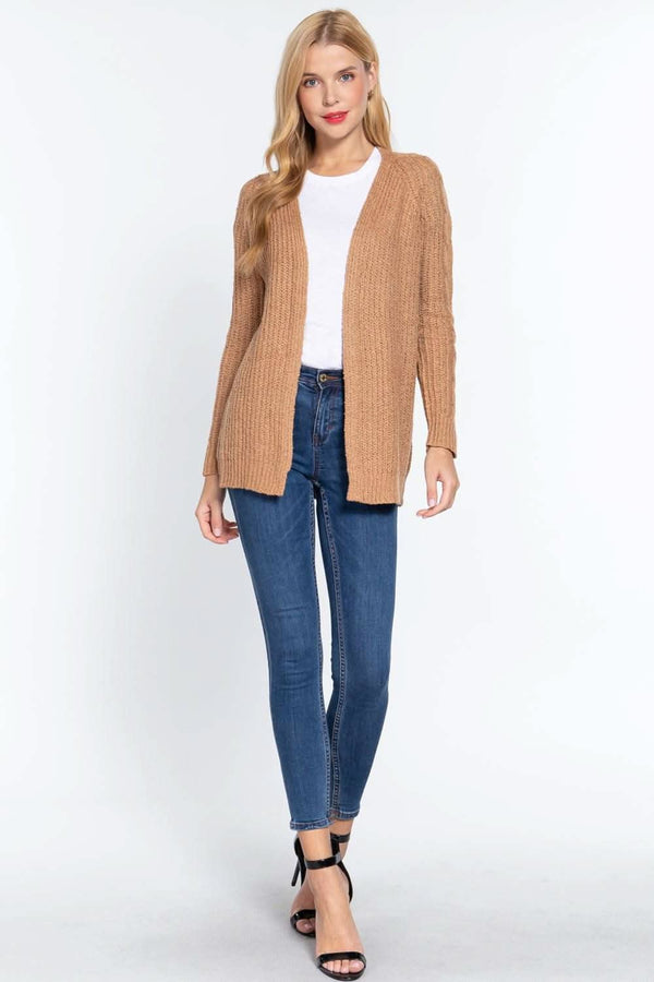 Long Slv Open Front Sweater Cardigan - Fit Me For 20