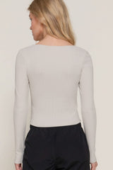 Long slv sweetheart neck seam detail knit top - Fit Me For 20