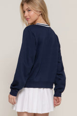 Long slv v-neck embroidered sweatshirt - Fit Me For 20