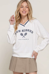 Long slv v-neck embroidered sweatshirt - Fit Me For 20