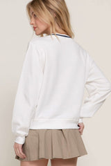 Long slv v-neck embroidered sweatshirt - Fit Me For 20