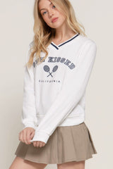 Long slv v-neck embroidered sweatshirt - Fit Me For 20