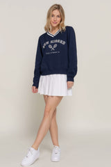 Long slv v-neck embroidered sweatshirt - Fit Me For 20