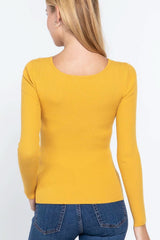 Long Slv V-neck Knotted Sweater - Fit Me For 20