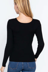 Long Slv V-neck Knotted Sweater - Fit Me For 20