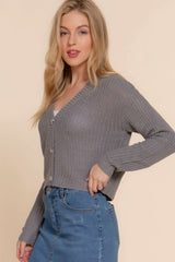Long slv v-neck sweater cardigan - Fit Me For 20