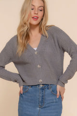 Long slv v-neck sweater cardigan - Fit Me For 20