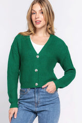Long slv v-neck sweater cardigan - Fit Me For 20