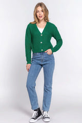 Long slv v-neck sweater cardigan - Fit Me For 20