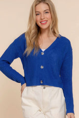 Long slv v-neck sweater cardigan - Fit Me For 20