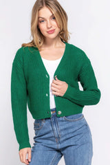 Long slv v-neck sweater cardigan - Fit Me For 20