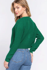 Long slv v-neck sweater cardigan - Fit Me For 20