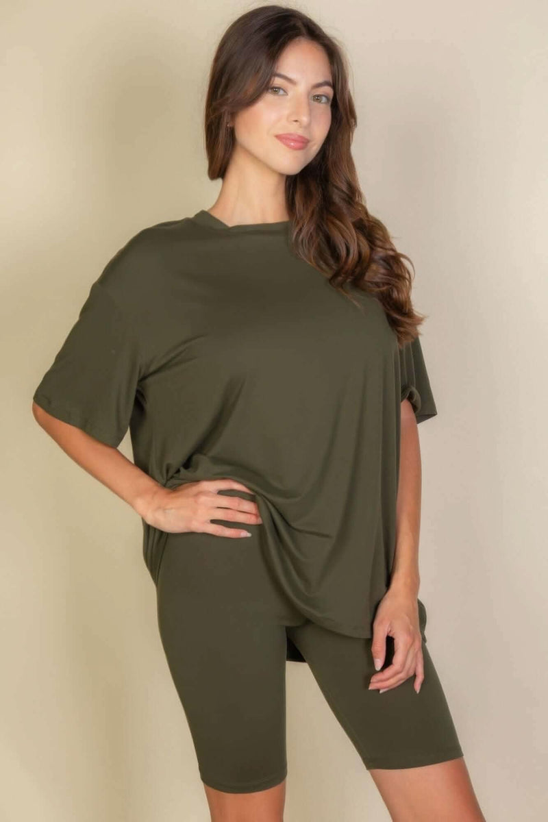 Loose Fit Top & Biker Shorts Set - Fit Me For 20