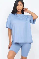 Loose Fit Top & Biker Shorts Set - Fit Me For 20