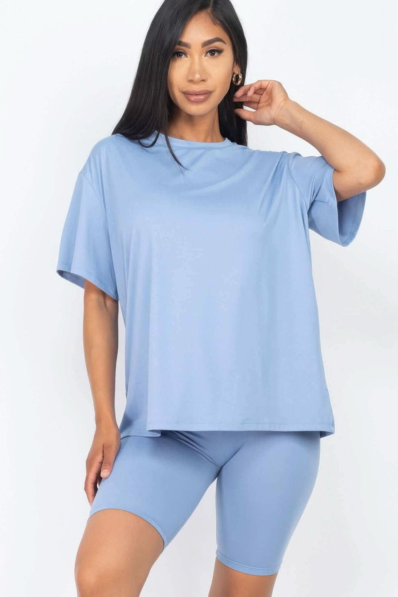 Loose Fit Top & Biker Shorts Set - Fit Me For 20