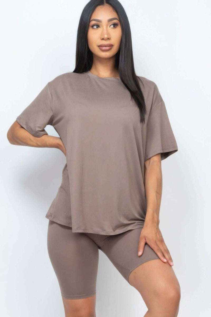 Loose Fit Top & Biker Shorts Set - Fit Me For 20