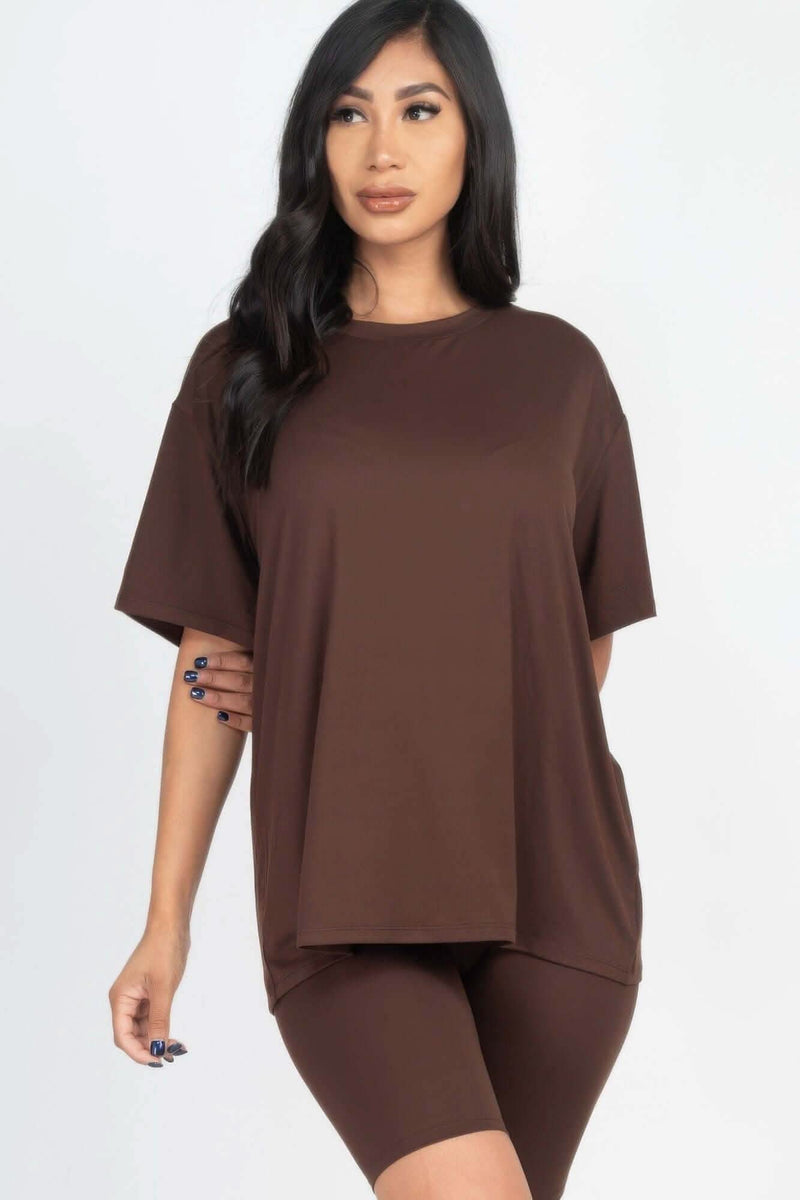 Loose Fit Top & Biker Shorts Set - Fit Me For 20