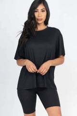 Loose Fit Top & Biker Shorts Set - Fit Me For 20