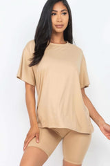 Loose Fit Top & Biker Shorts Set - Fit Me For 20