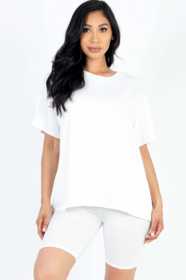 Loose Fit Top & Biker Shorts Set - Fit Me For 20