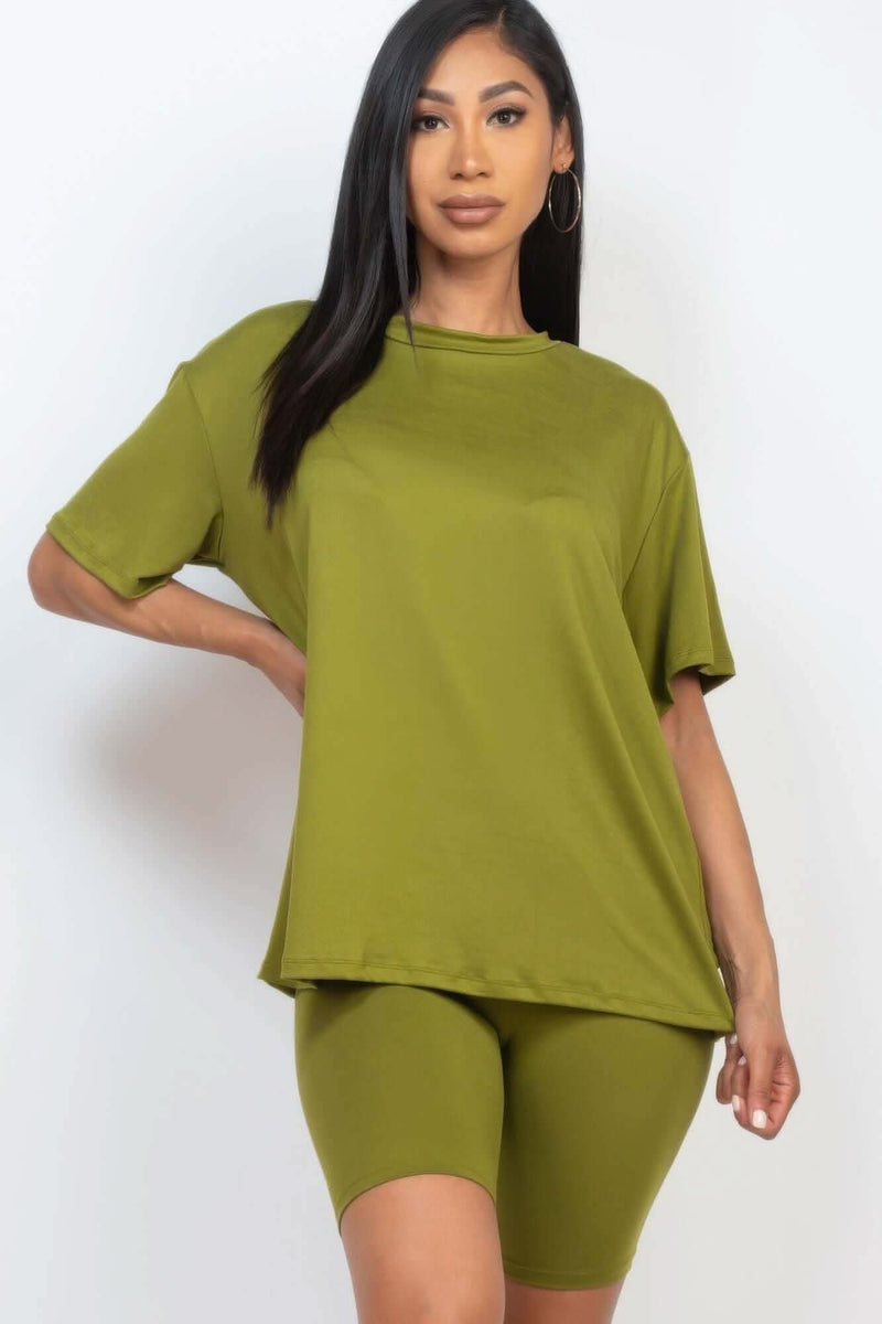 Loose Fit Top & Biker Shorts Set - Fit Me For 20