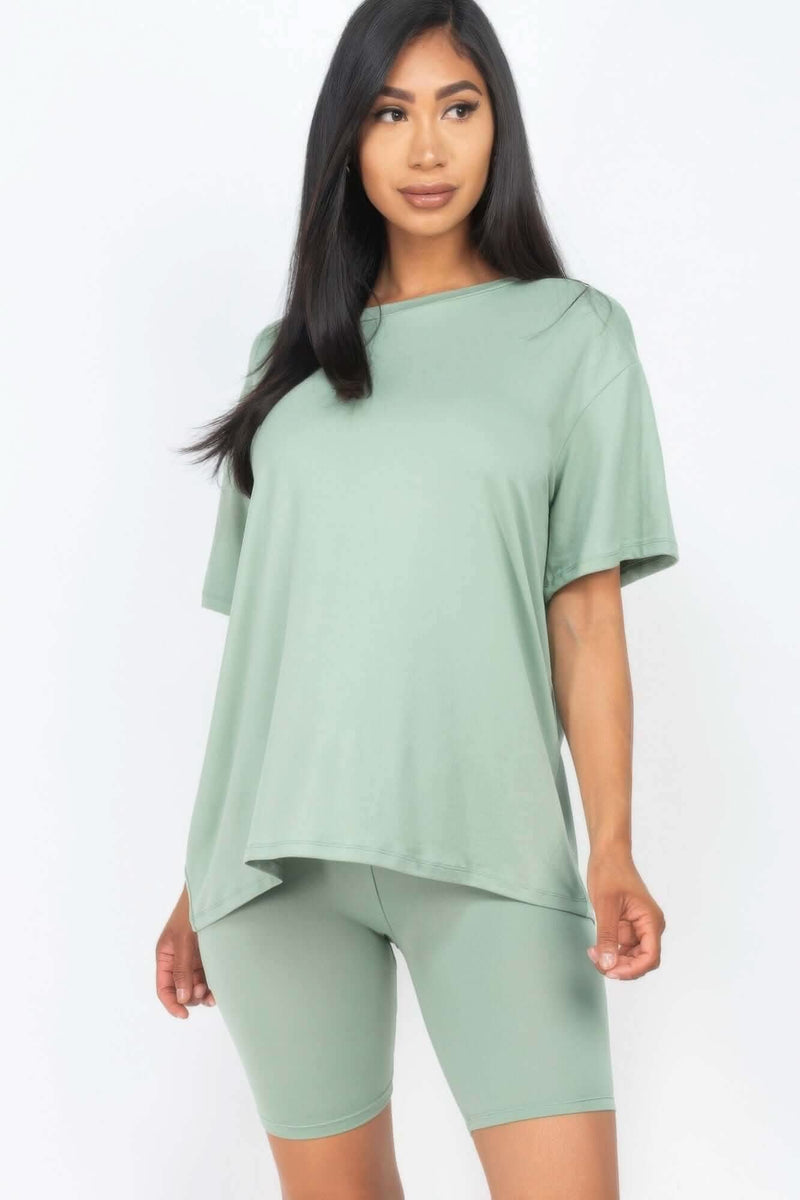 Loose Fit Top & Biker Shorts Set - Fit Me For 20