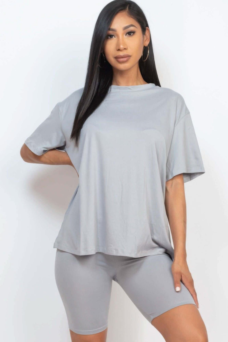 Loose Fit Top & Biker Shorts Set - Fit Me For 20