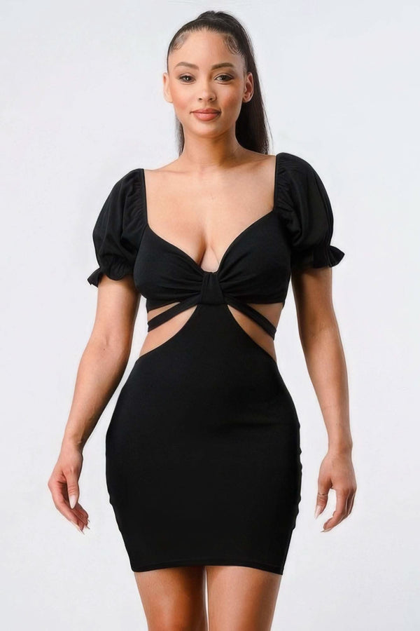 Lux Side Cutout W/ Back Tie Detail Bodycon Dress - Fit Me For 20