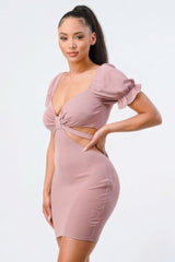 Lux Side Cutout W/ Back Tie Detail Bodycon Dress - Fit Me For 20